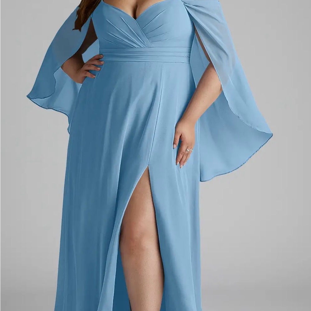Azazie Cienna bridesmaid/formal dress. Size 16 “steel blue” color. New with tags - Picture 6 of 8